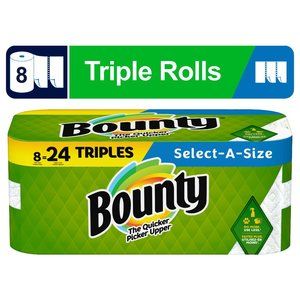 Bounty Select-a-Size Paper Towels, 8 Triple Rolls, White